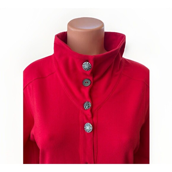 Neon Buddha Red Cotton Lightweight Jacket Size S Button Up - Picture 2 of 7
